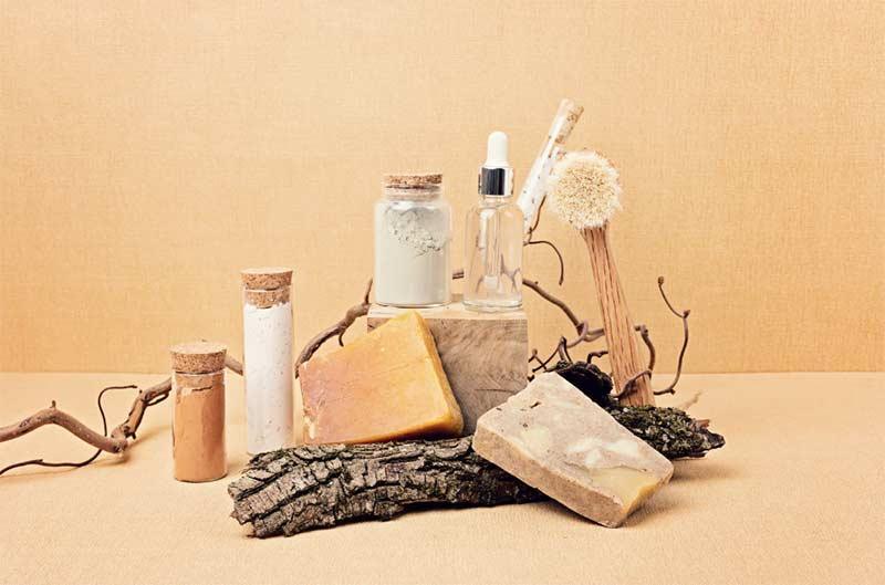 the future of eco friendly products on orange background