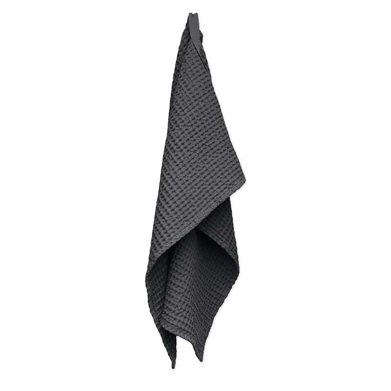 dark grey medium waffle bath towel