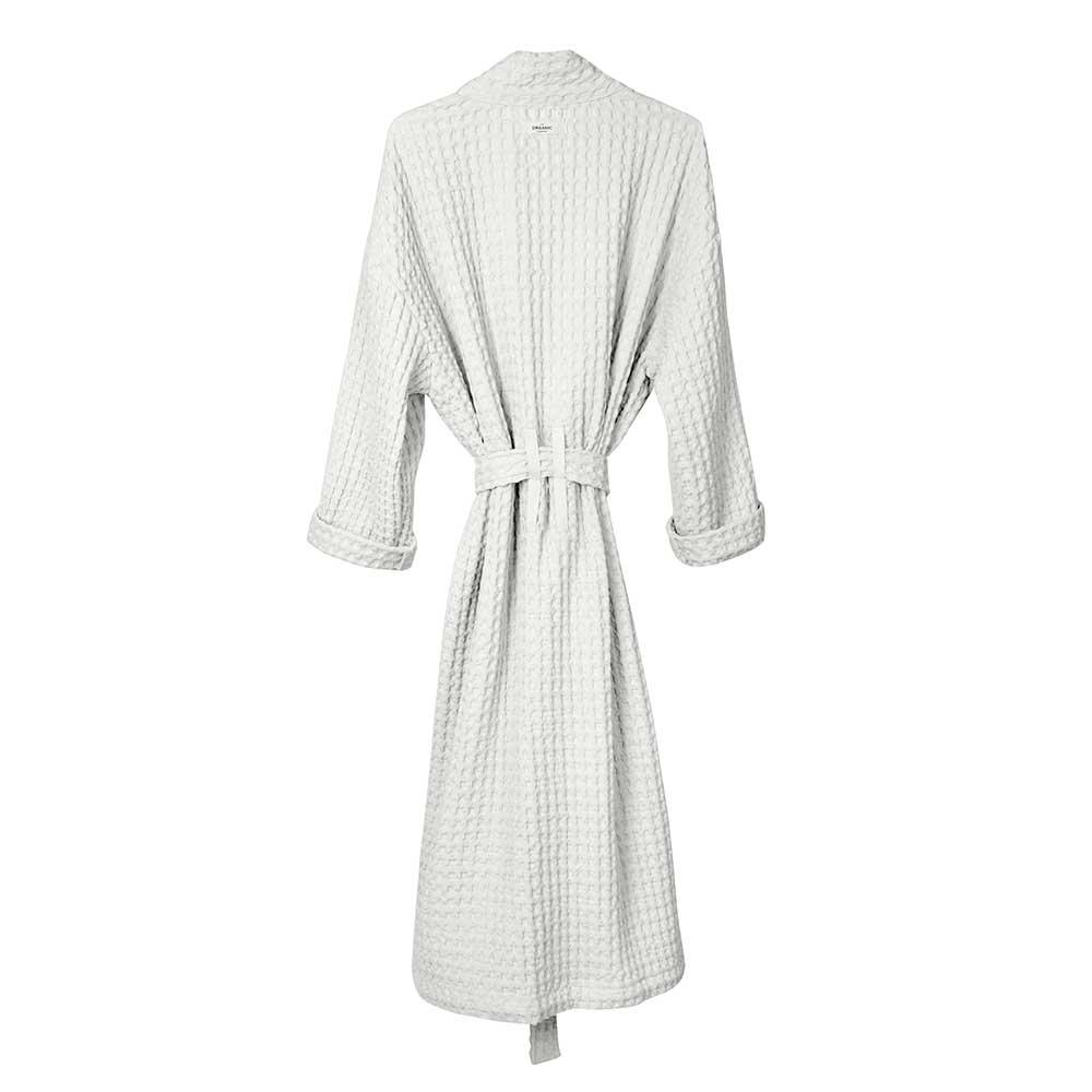 big waffle bathrobe in white from behind