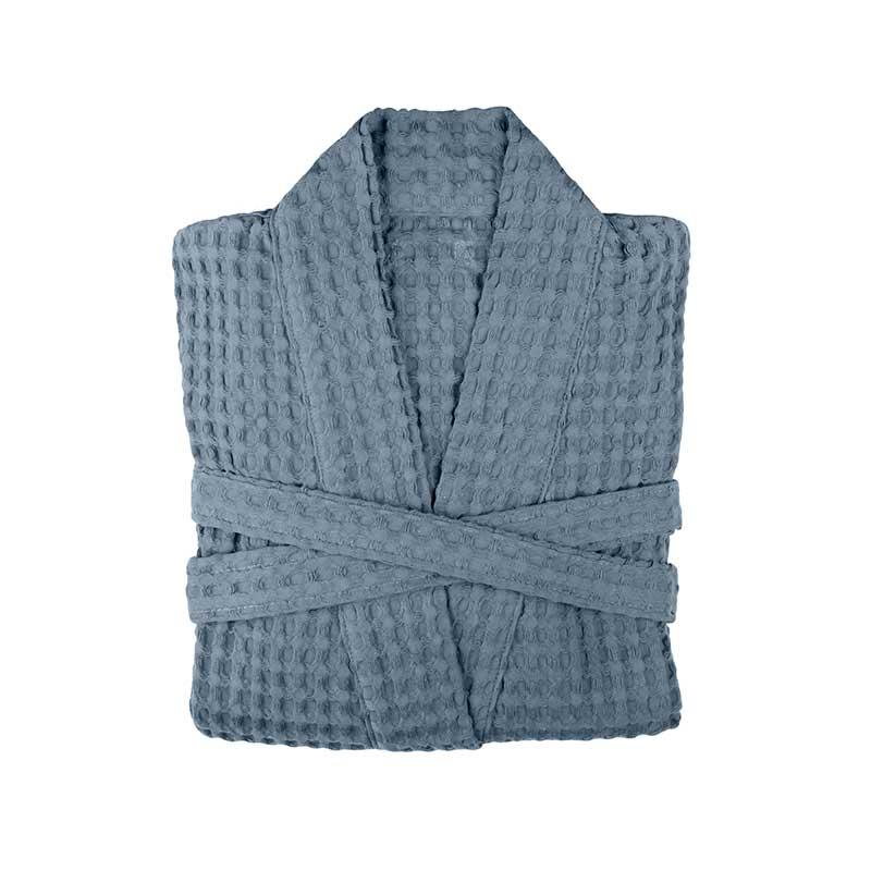 big waffle bathrobe in grey blue