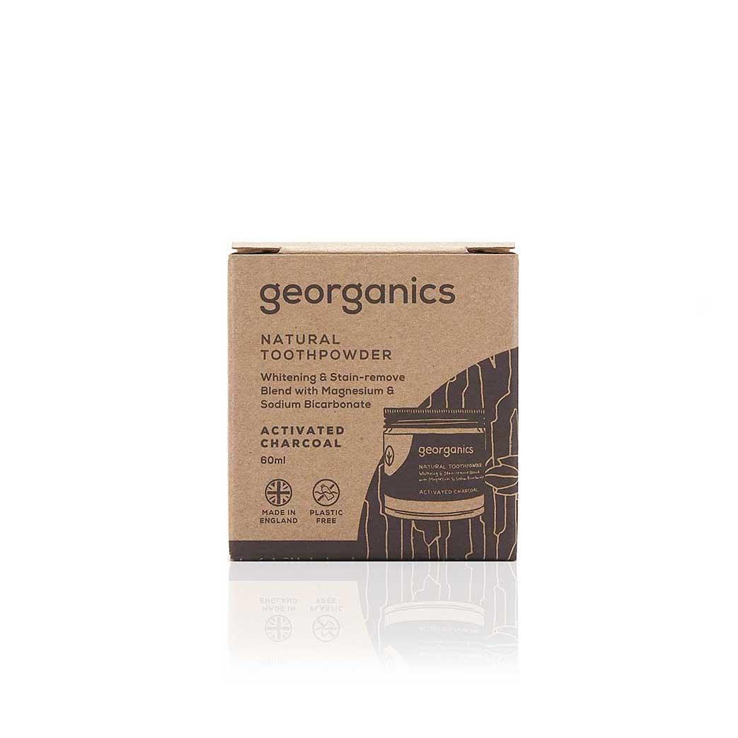 georganics natural charcoal activated toothpowder 60ml packaging