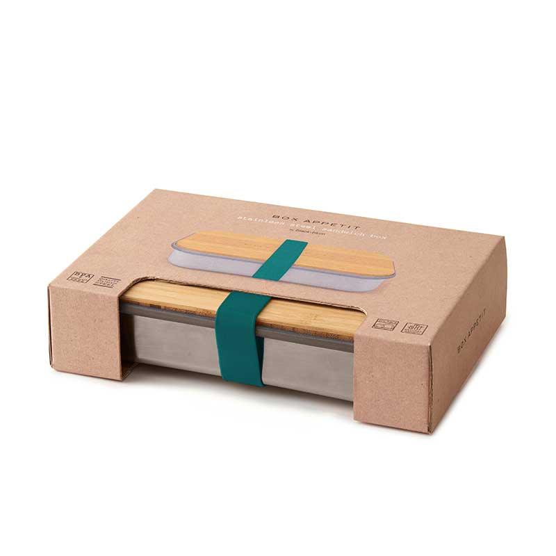 sustainable reusable salad sandwich box with bamboo lid packaging