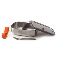 2 compartment leakproof stainless steel lunch box with fork