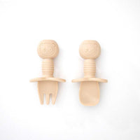 silicone baby cutlery set in cream
