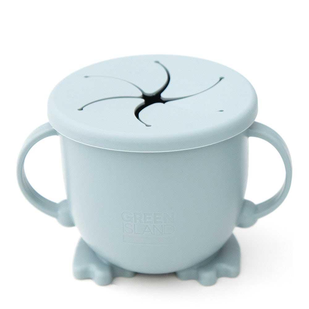 silicone baby snack cup in blue