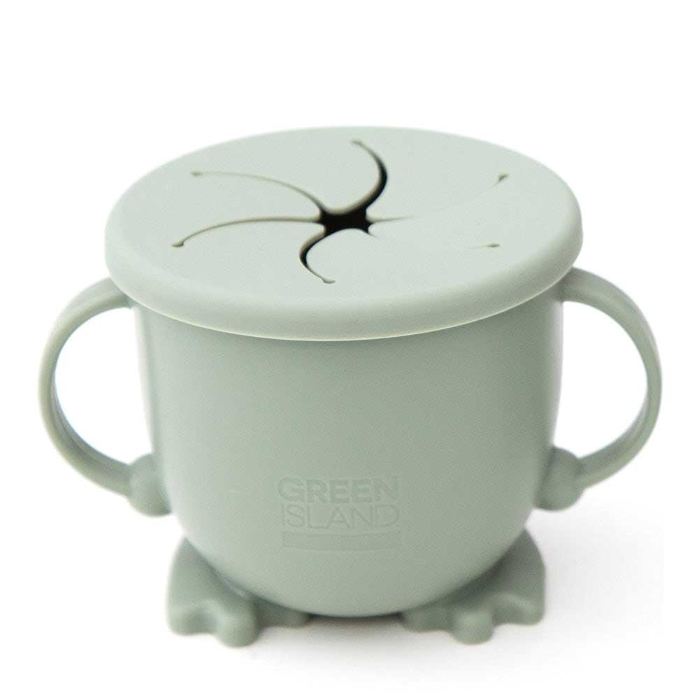 silicone baby snack cup in green