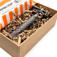 razor inside a plastic free shaving set