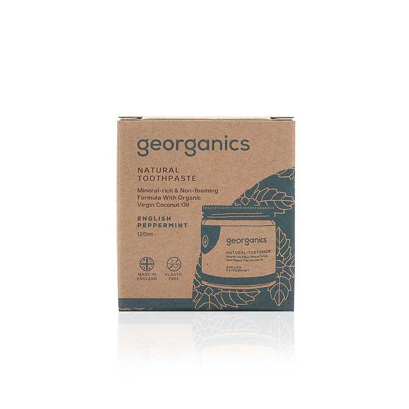 georganics natural toothpaste english peppermint packaging