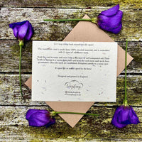 back of a plantable thank you card