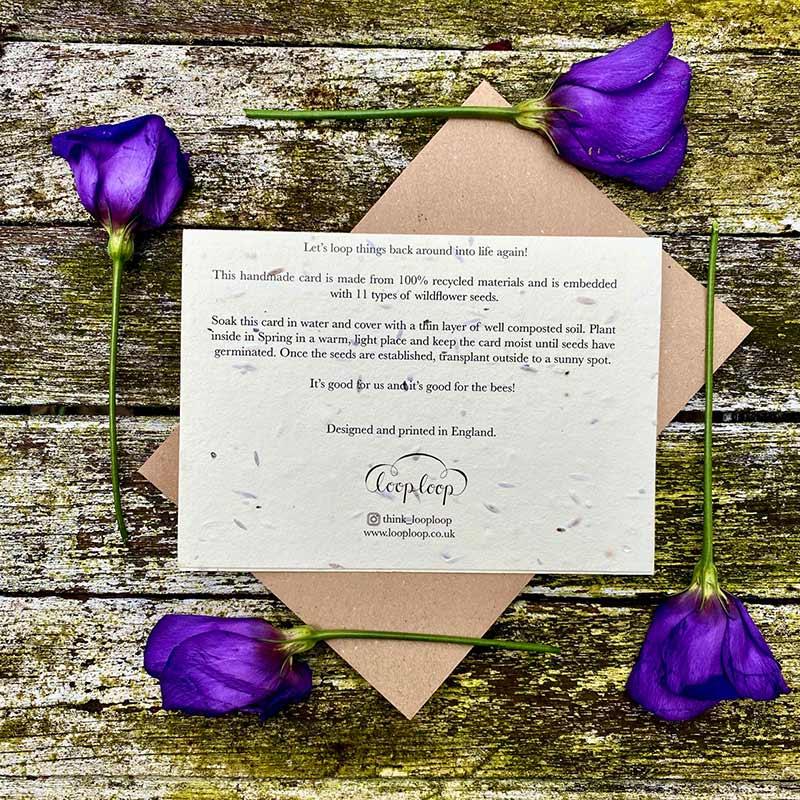 back of a plantable thank you card