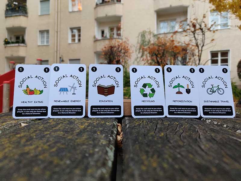 social responsibility card game with cards lined up
