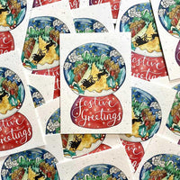 festive greetings snowglobe cards
