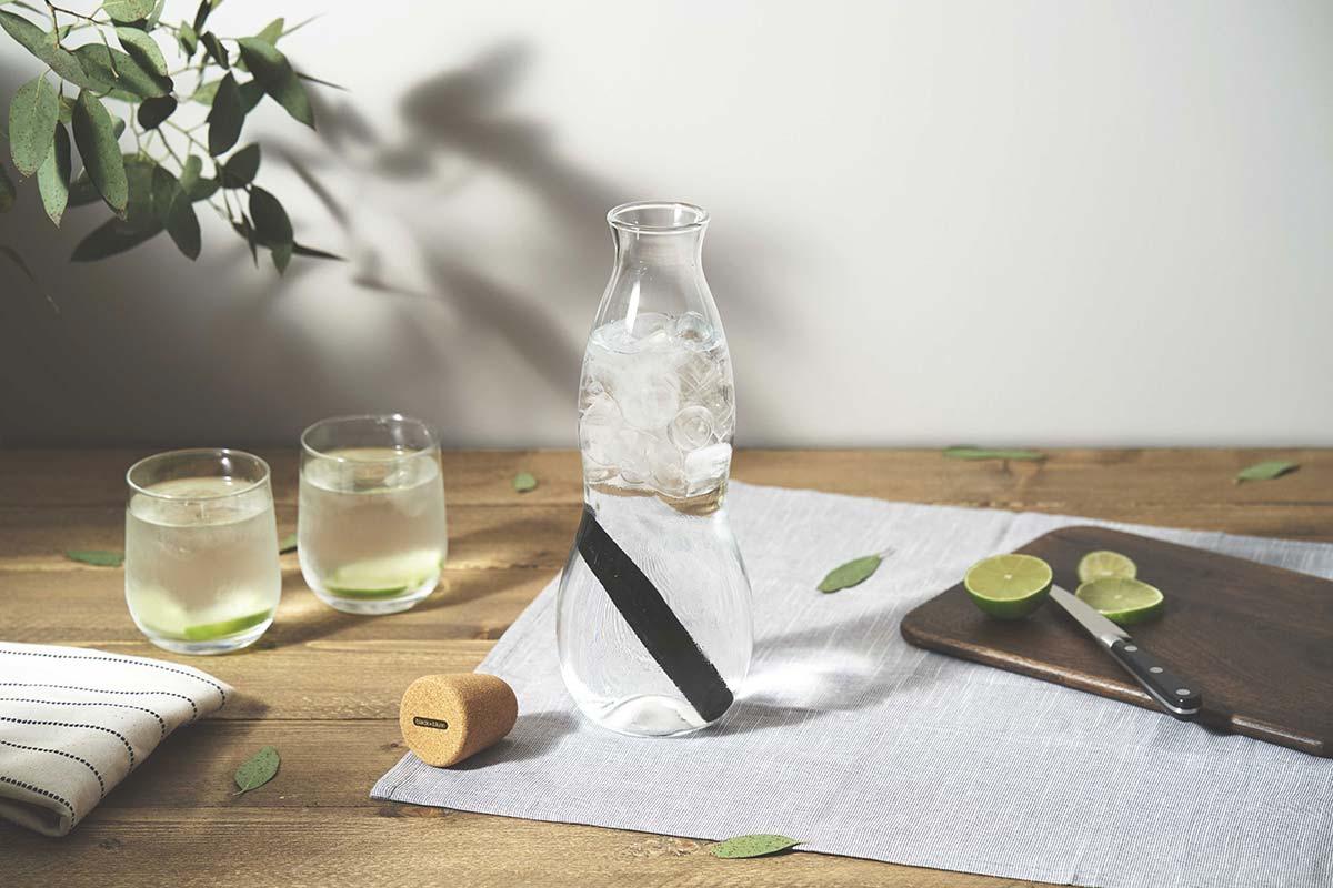 glass carafe on a table