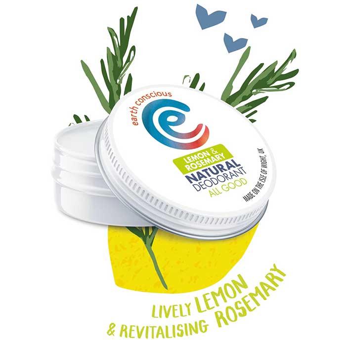 earth conscious natural deodorant tin with lemon and rosemary