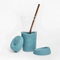 Reusable Glass Smoothie Cup with Lid - 20oz - Super Sonic - The Friendly Turtle
