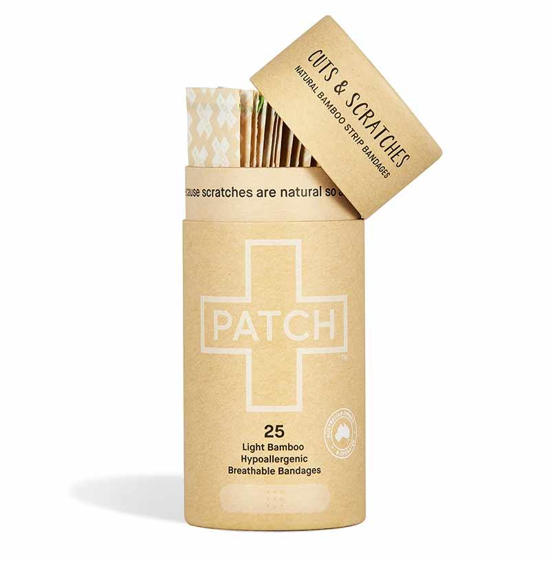 bamboo plasters in tube with lid off