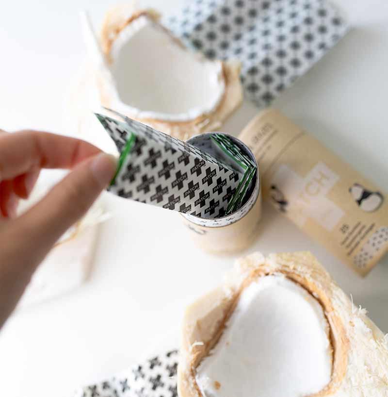 biodegradable plasters being removed from packaging