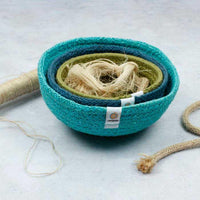 fabric bowls in blue