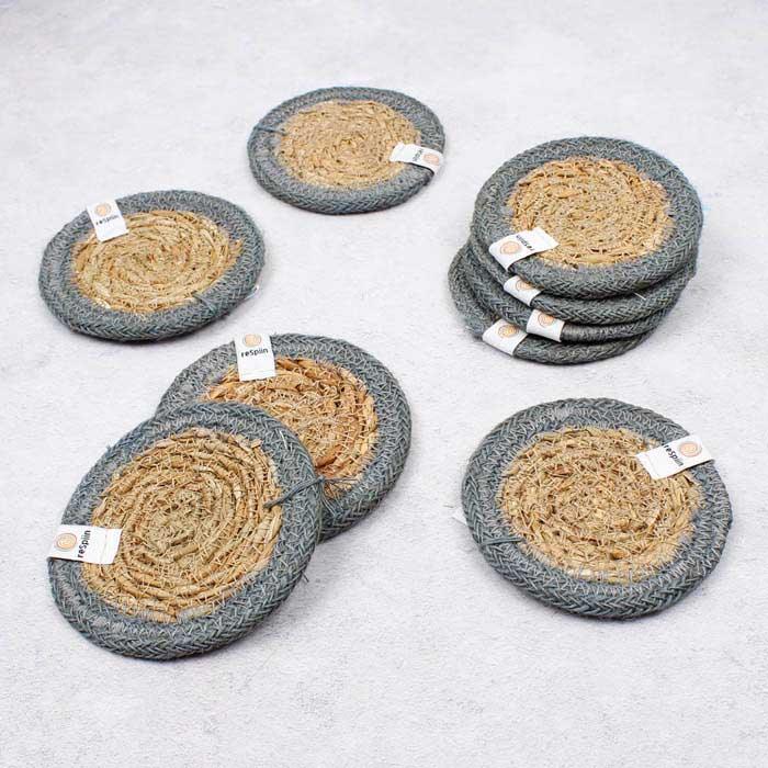 seagrass coasters in grey