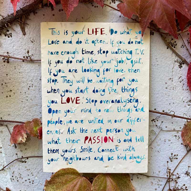 inspirational poem card