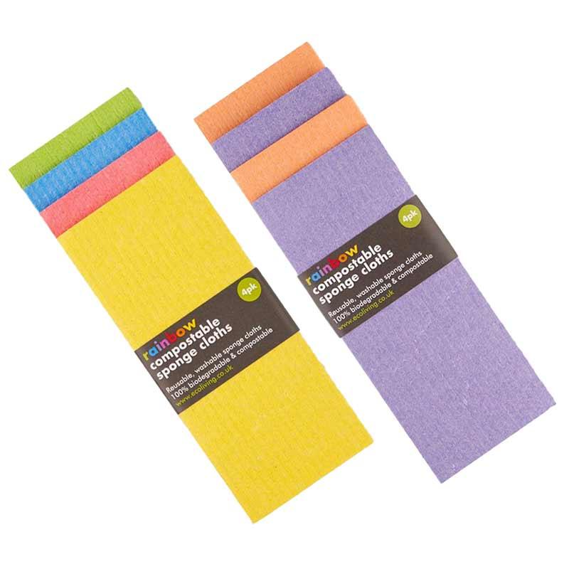 biodegradable sponge cloths in bright colours