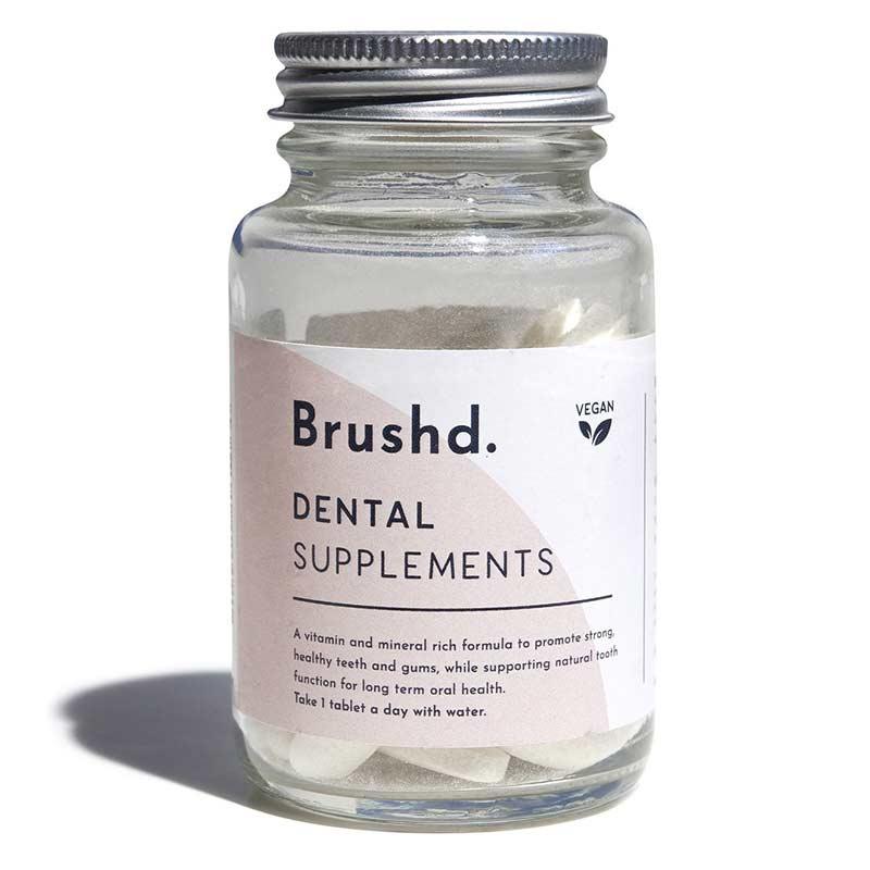 dental supplements in glass jar