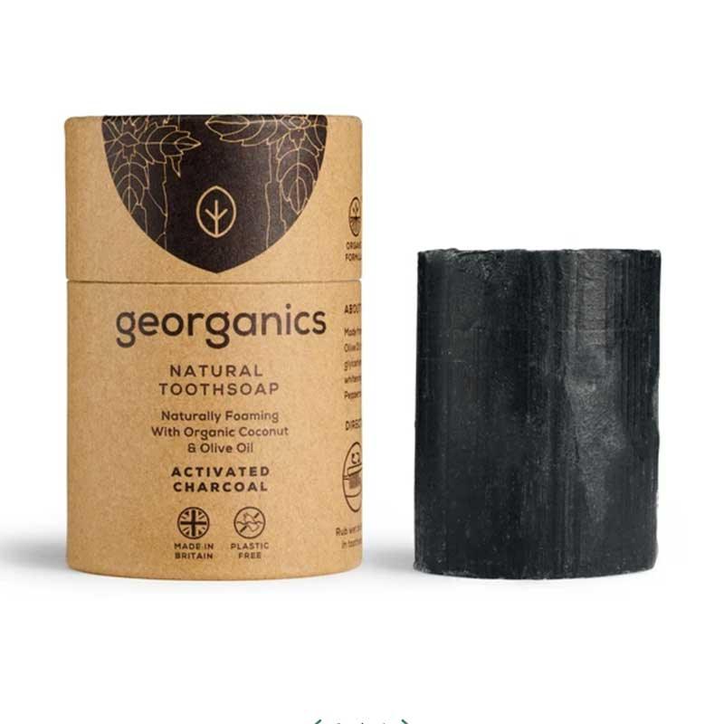 charcoal toothsoap next to packaging