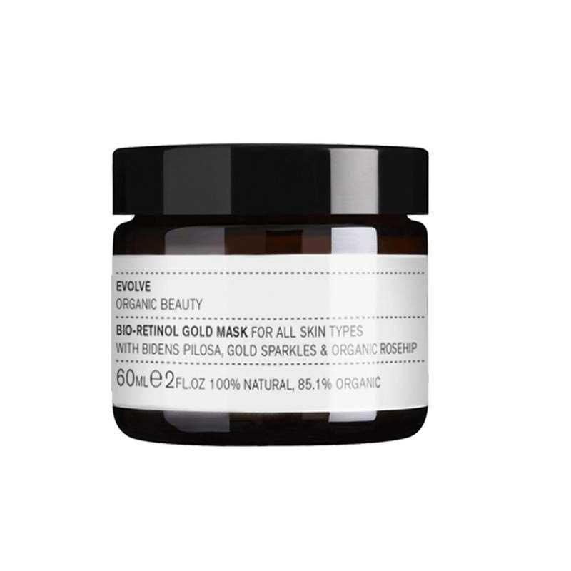 evolve bio retinol gold face mask in glass jar