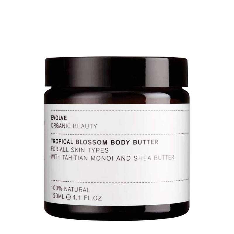 Evolve Tropical Blossom Organic Body Butter in glass jar