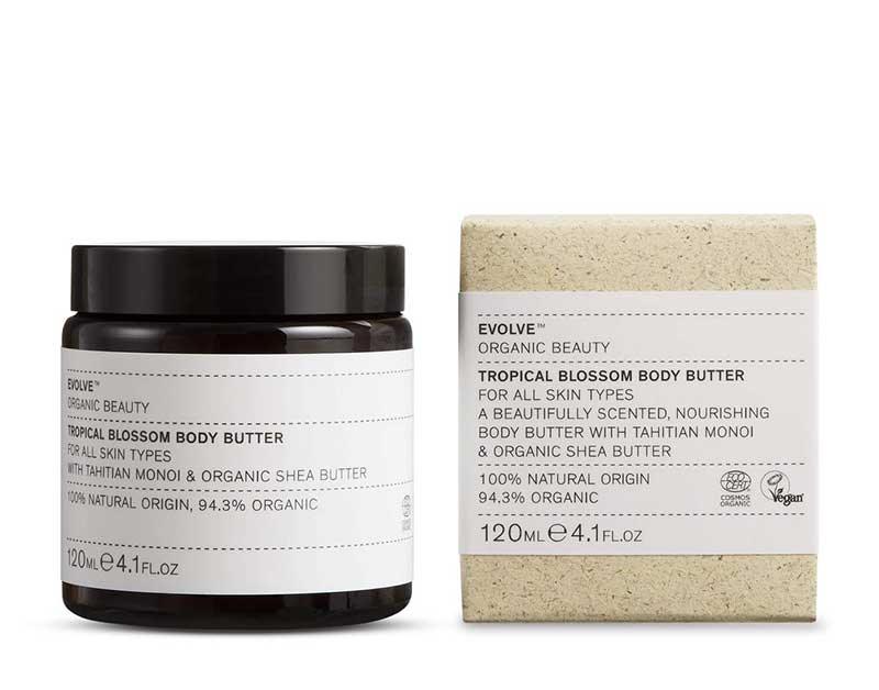 Evolve Tropical Blossom Organic Body Butter with packaging