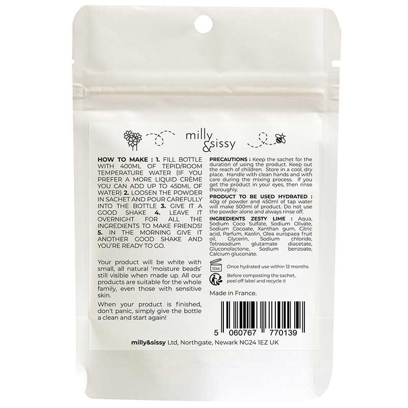 hair and body wash reverse side of packet