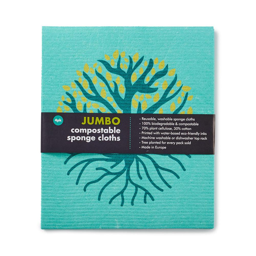 Jumbo Compostable Sponge Cleaning Cloths 4 Pack - The Friendly Turtle