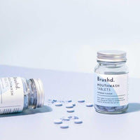 peppermint ,outhwash tablets on blue background