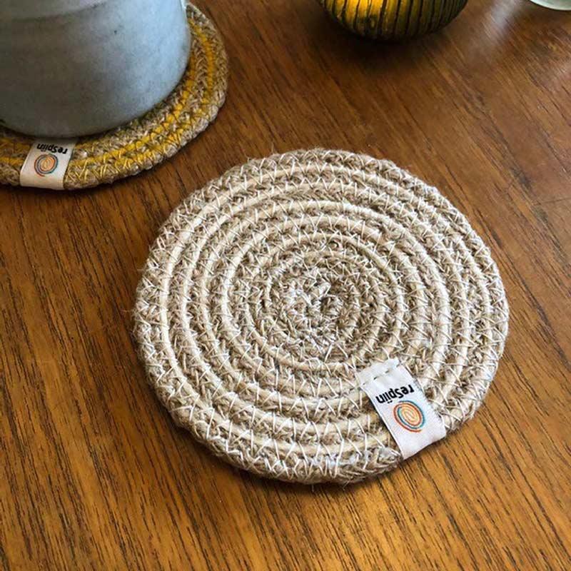 jute coaster on a table