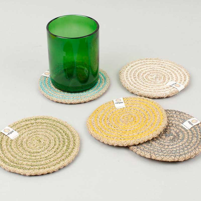 jute coasters on a table