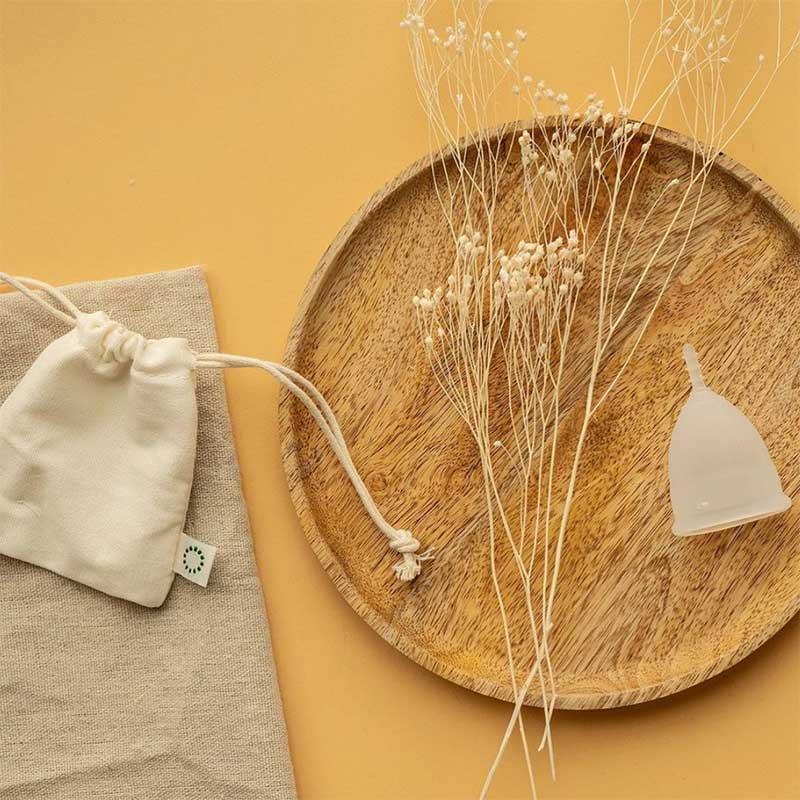 organicup menstrual cup on a tray