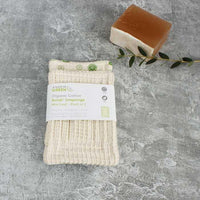 organic cotton scrub unsponge next to soap bar