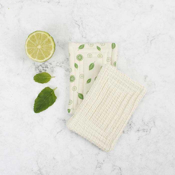 mint leaf design organic cotton scrub unsponge