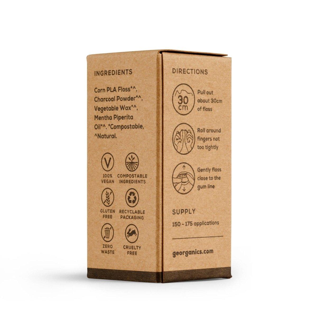 Georganics Natural Floss With Dispenser - Charcoal - The Friendly Turtle