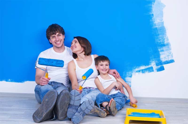 family renovating home with eco friendly paint