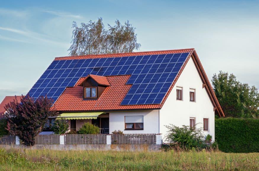 sustainable home with solar panels