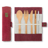 bamboo cutlery set in berry colour