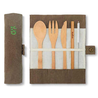 bamboo cutlery set in olive colour