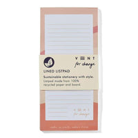 pink list pad on white background