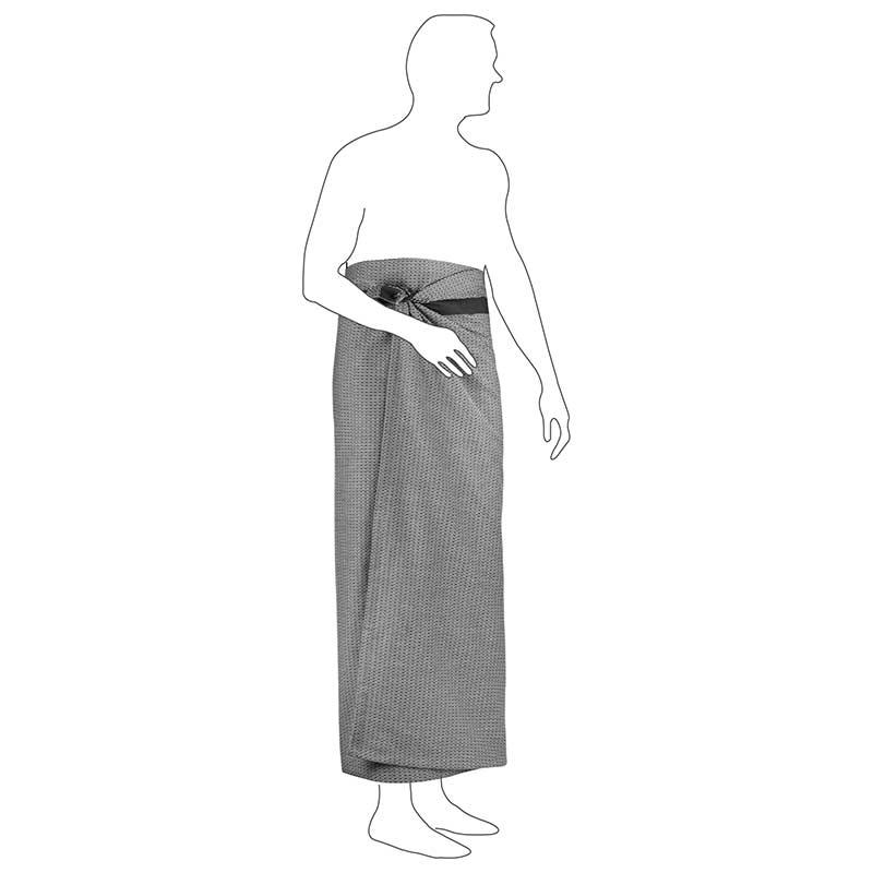 organic wellness towel around a mans waist