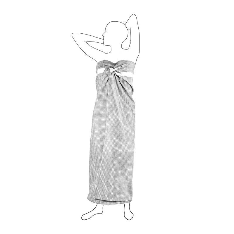 lightweight beach towel around a womans waist