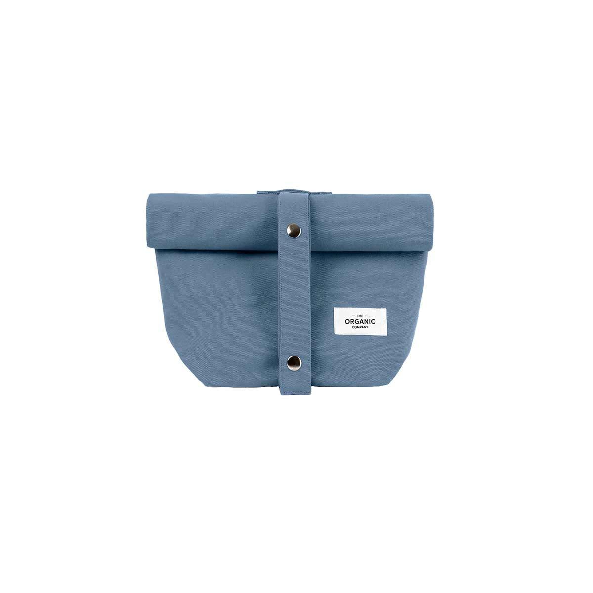 grey blue canvas lunch bag