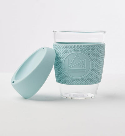 Reusable Glass Coffee Cup - 340ml - Sea Breeze - The Friendly Turtle