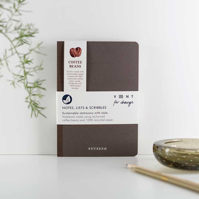 reclaimed coffee beans sucseed notebook