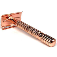 Safety Razor in rose gold from behind